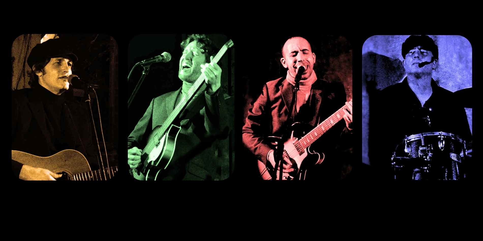 רצף אופקי של ארבעה נגנים על במה, המודגש בתאורה צבעונית משתנה המדגישה את האופי הייחודי של כל מבצע. הקומפוזיציה יוצרת תחושת להקה מגובשת ורוח של הופעה חיה סוחפת.